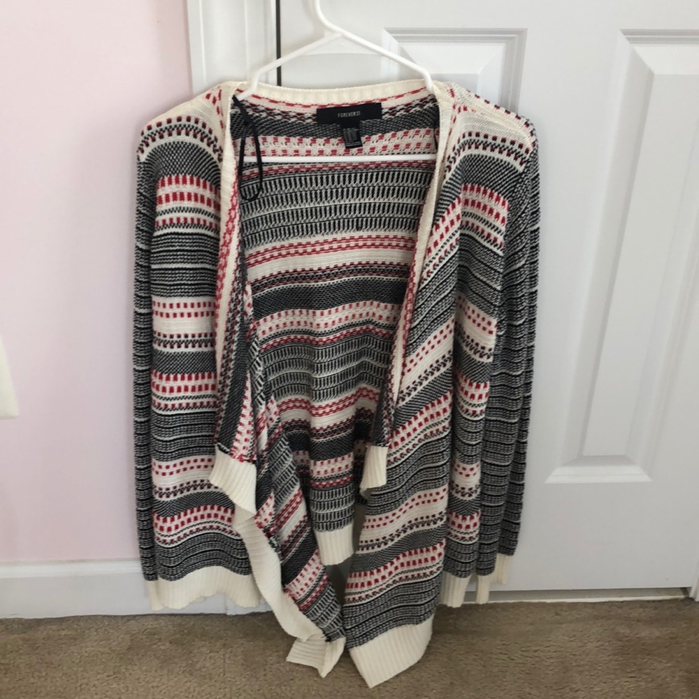 Red, white, and black Forever 21 Sweater Cardigan